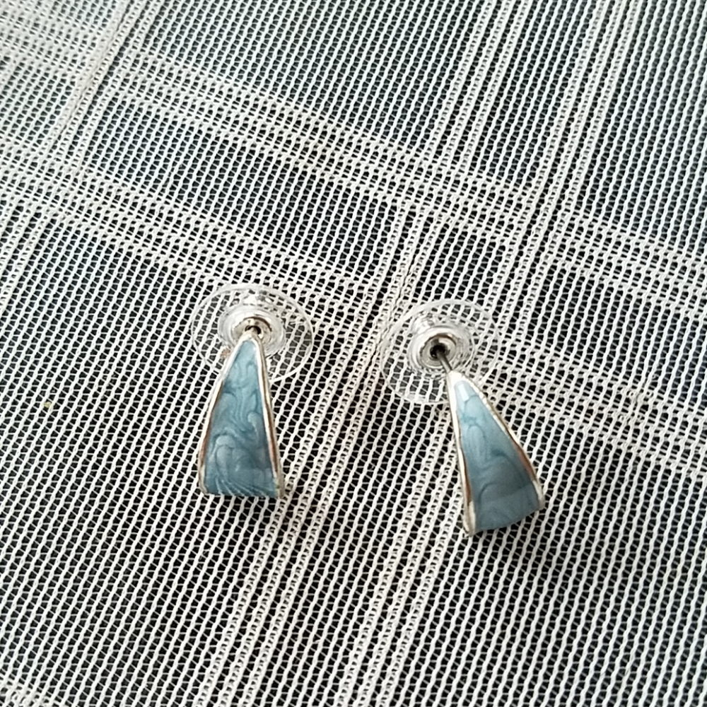 Silver & Blue Swirl Post Earrings